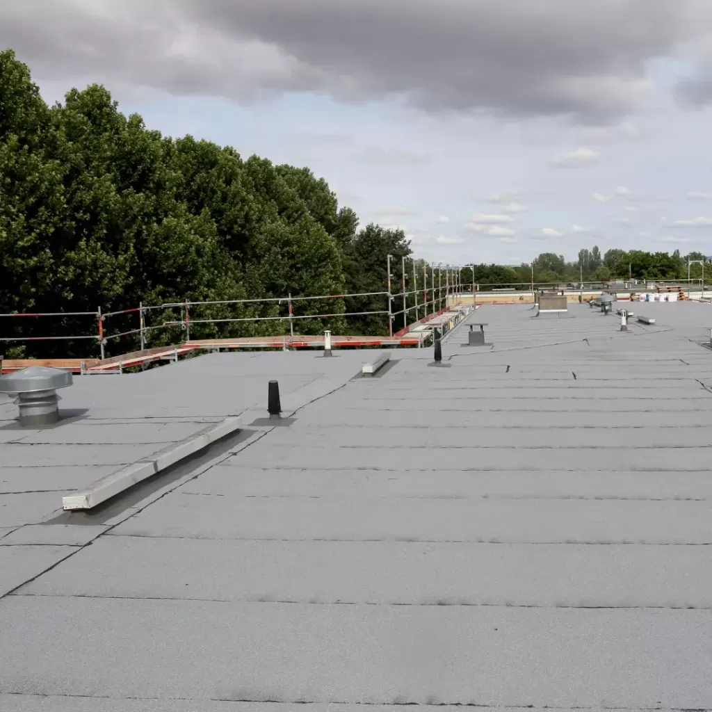 Commercial Flat Roof with vents and safety railings