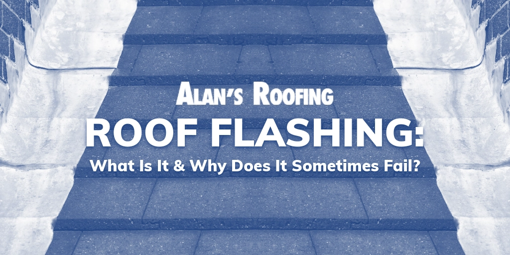 header image showing roofing tiles with text overlay about roof flashing functionality and common failure points