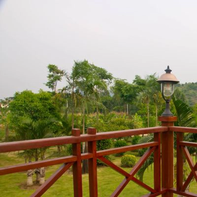 flat roof balcony view with lamp